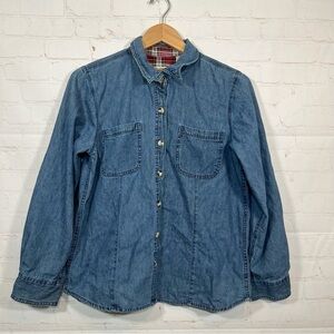 CE Schmidt Workwear Fit For Her Womens Medium Blue Denim Button Front Shirt